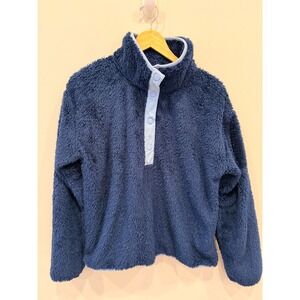 Vineyard Vines Sherpa Pullover Womens Large Blue Fleece Snap Neck Sweater